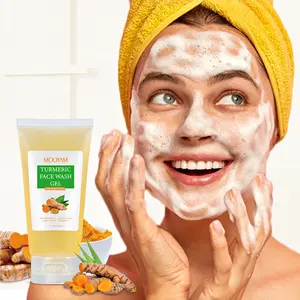 Turmeric Facial Gel Cleanser Foam Deep Pore Cleansing Hydrating Skin Care Exfoliating Oil Control Anti-Acne Herbal Face Wash