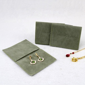Custom Printed Suede <b>Envelope</b> Jewelry Pouch with Flap Velvet Jewelry Packaging <b>Gift</b> Bag - Product Image 2