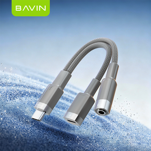 BAVIN Mobile Phone Music Charging 2 in 1 AUX65 USB C Male to 3.5mm Female Audio Jack AUX Cable