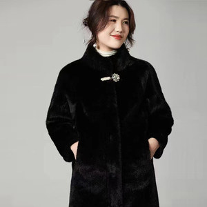 <span class=keywords><strong>Manteau</strong></span> Long en fausse <span class=keywords><strong>fourrure</strong></span> de <span class=keywords><strong>vison</strong></span> pour femme, haute qualité, personnalisé, marron, noir - Product Image 3