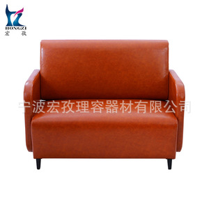 เก้าอี้พักคอยร้านทำผม HZ7020 สีน้ำตาลอ่อน โซฟาทรงสี่เหลี่ยมทนทาน สำหรับพื้นที่พักผ่อนร้านตัดผม - Product Image 1