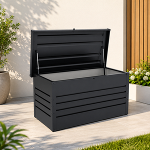 <span class=keywords><strong>Caseta</strong></span> de Jardín Moderna de Acero Galvanizado Negro, Caja de Almacenamiento Color <span class=keywords><strong>Antracita</strong></span>, Impermeable, Fácil de Montar, 120x62x61cm - Product Image 1