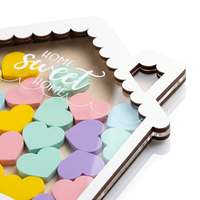 Boîte à messages en bois contreplaqué 'Home Sweet Home' avec cœurs colorés en acrylique, décoration de table, vente en gros