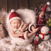 Adereços de fotografia para bebês recém-nascidos, conjunto com 3 peças por conjunto, roupa para decoração natalina e shoot fotográfico