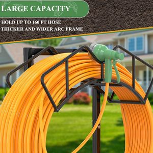 Garden Hose <b>Rack</b> 160 Ft Capacity Large Arc Frame Outdoor Water Pipe Holder Black Powder Coated - Product Image 1