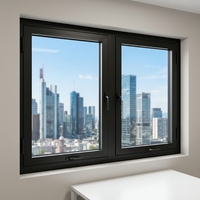 Ventana Moderna de Alta Seguridad con Doble Vidrio Templado Vertical, Abatible hacia Afuera, de Aleación de Aluminio para Balcón o Dormitorio