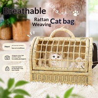 Lit pour animaux de compagnie en rotin OEM ODM, lit pour chat tressé, tissage naturel, coussin respirant à dessus ouvert, lit pour chien, mobilier d'intérieur pour chat, fournitures pour animaux de compagnie