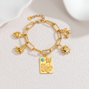 Bracelet de charme en acier inoxydable imperméable de style bohème turquoise océanique <span class=keywords><strong>ethnique</strong></span> vintage, bijoux de mode en gros pour femmes - Product Image 5