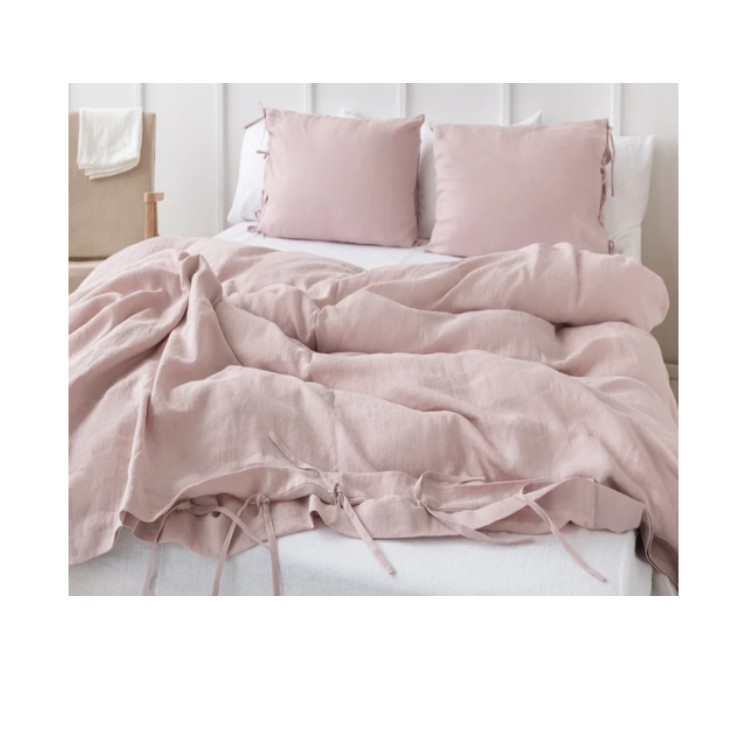Ensemble de draps en lin pur naturel rose