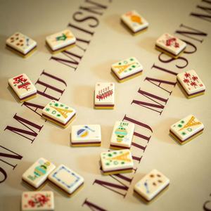 High-end factory customization Paris Theme Mahjong Tiles Ceramic Mahjong Pieces Travel Mahjong <b>Set</b> Game Accessories for Party - Product Image 1