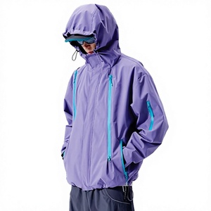 Custom Unisex Waterproof Hiking jacket for <b>men</b> <b>Purple</b> Hooded Outdoor Rain Shell Windproof Trekking Coat Multi Pocket Windbreaker - Product Image 2
