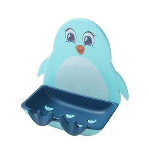 Jabonera de pingüino con ventosa, montaje en pared, bonita, con drenaje, sin perforaciones, para inodoro - Product Image 1
