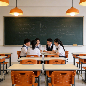 Conjunto de Escritorio y Silla Escolar Resistente con Patas Antideslizantes, Tablero Blanco y Patas de Acero Naranja, para Jardín de Niños y Escuela Secundaria - Product Image 3