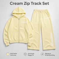 Conjunto Deportivo de 2 Piezas para Hombre, Chaqueta con Cierre Completo 100% Algodón, Bolsillo Tipo Canguro, Pantalones Deportivos de Pierna Ancha con Cintura Ajustable, Producción ODM