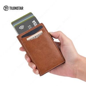 Billetera de Metal personalizada para hombre, billetera minimalista de cuero genuino, Rfid, de aluminio, nueva tendencia - Product Image 3