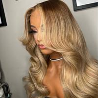 100% cabello humano Ombre Rubio rubio ceniza 613 transparente encantador raíces oscuras 13x6 HD Peluca de encaje Frontal 100% pelucas de cabello humano