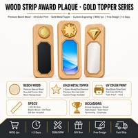 Plaque de trophée personnalisée en bois avec emblème doré, fabrication directe d'usine, logo personnalisé OEM, faible MOQ, cadeau de reconnaissance d'entreprise, vente en gros