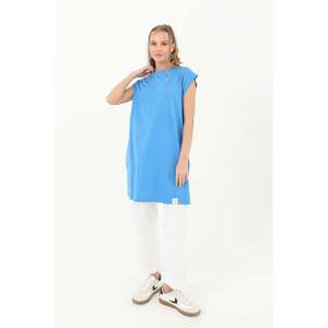 T-shirt basique sans manches pour femme Soul, haut confortable pour tous les jours, débardeur décontracté à col rond en bleu saxo - Product Image 1