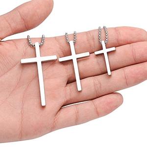 Collier promotionnel exquis à chaîne croisée, pendentif croix en acier inoxydable <span class=keywords><strong>argent</strong></span>é, noir et doré, collier pour <span class=keywords><strong>homme</strong></span>, cadeau parfait pour les hommes - Product Image 4
