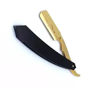 Fancy Shaving Barber Tools Rasiermesser und Klingen Antik Schwarz Faltbares Rasiermesser Edelstahl Rasiermesser halter