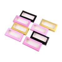 Boîtes en papier rose pâle pour bandes de cils, boîtes à cils vides, boîte d'emballage pour cils noir, or, rose avec supports pour cils