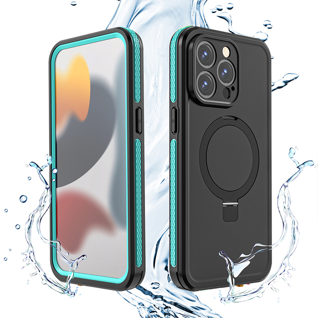 High Quality Swimming Diving Magnetic Holder Waterproof Phone Case 360 Full Cover Shockproof Case for iPhone 15 Pro Max
