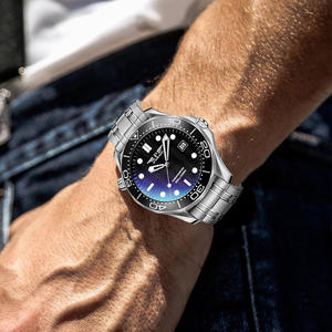 Reloj mecánico de acero inoxidable clásico de lujo para hombre Pindu, reloj de pulsera automático de cuero con bisel de diamante y fecha de 24 horas - Product Image 3