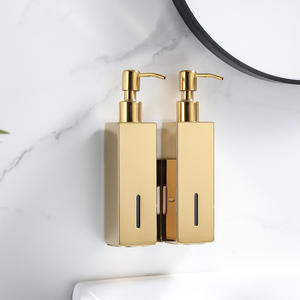 Dispensador de Jabón <span class=keywords><strong>Doble</strong></span> de Acero Inoxidable 304 Moderno para Montar en la Pared, Dispensador de Jabón en Espuma Cuadrado para Baño de Hotel, Botella con Pulsador - Product Image 5