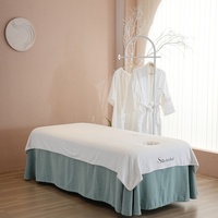 Housse de table cosmétique en velours, drap de massage avec trou pour le visage, 230x120cm, en polaire corail douce et respectueuse de la peau