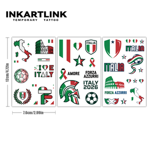Tatuajes Temporales de Italia para la Copa Mundial de Fútbol 2026, Pegatinas para Fanáticos del Fútbol, Bandera de Italia, Coliseo, Arte Corporal Impermeable, 3 Hojas para Adultos y Niños - Product Image 4