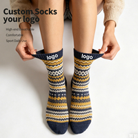 Chaussettes personnalisées avec logo, style vintage Fair Isle, en laine chaude, anti-humidité, anti-odeur, pour temps froid, usage quotidien, travail, streetwear, certifiées CE, OEM