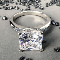 Vente bijoux fins classique plaqué rhodium 925 en argent Sterling carré princesse coupe Moissanite bague de fiançailles pour les femmes mariage