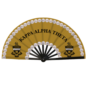 Éventails pliables en polyester de 33 cm de la sororité ALPHA <span class=keywords><strong>KAPPA</strong></span> DELTA PGHI, grands éventails à claquer, éventails à main pour sororité - Product Image 4
