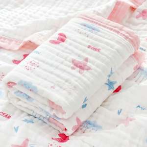 Baby Soft <b>Muslin</b> Gauze 6 Layers Swaddle <b>Blanket</b> Kids Breathable Organic Cotton Floral Sleeping Wraps - Product Image 1