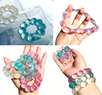 Bracelet en cristal scintillant multicolore de 6 cm, jouet souple en TPR effet gelée, anti-stress, avec poudre dorée, accessoire de mode, cadeau