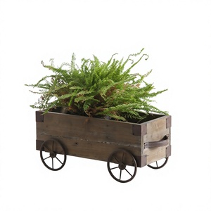 Moyi Classic Antique Wooden Flower <b>Cart</b> Rack-Home & <b>Garden</b> Decor Durable Metal+Wood American Style From Fujian - Product Image 2
