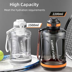 Haut de gamme sans Bpa Tritan motivationnel 1.5L 2.2L grande bouteille d'eau de gymnastique de forme physique de sport pour les hommes - Product Image 4