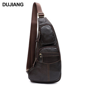 Sac de poitrine en cuir véritable pour homme Dujiang, multifonctionnel, décontracté, pour l'extérieur, sac bandoulière, marron - Product Image 5