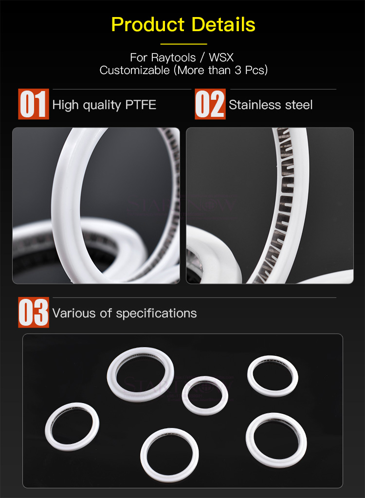 Startnow Laser Seal Ring O-ring Washer for Protective Windows Lens on Raytools AG Fiber Laser Head 1064nm BT240 BT230 PTFE White