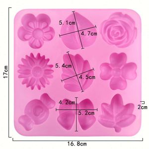 Molde de Silicona Ecológico con Logotipo Personalizado, 9 Cavidades con Diferentes Formas de Flores, para Hacer Pasteles, Velas, Jabones y Resina, OEM/ODM - Product Image 2