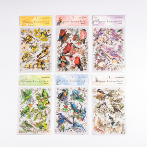 2 unids/pack Pet Flat Post Paper Flower Zhibird Language Series estilo nacional bronceado flor pájaro Notebook Pasteup 6 modelos - Product Image 5