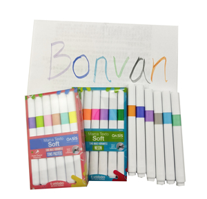 Stylo surligneur personnalisé avec pointe biseautée souple et pinceau oblique pour le travail et les études, emballage en lot - Product Image 3