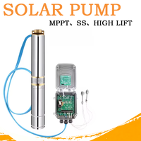 Pompe à eau solaire submersible pour puits profond, irrigation agricole, 14 mètres cubes par heure, hauteur de refoulement maximale 500 m, 380 V, pompe submersible
