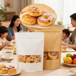 Giải phóng mặt bằng dễ niêm phong Túi giấy Kraft đáy vuông với cửa sổ mở cho bao bì xà phòng thủ công - Product Image 3