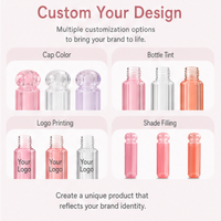 Gloss à lèvres personnalisé pour mariage, marque privée, naturel, anti-adhésif, avec logo, couvercle plat transparent rose circulaire