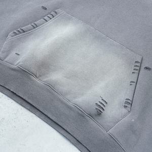 <b>Men's</b> 400GSM Heavy-duty Acid Washed Worsted Solid Hooded <b>Sweatshirt</b>-Autumn Vintage Y2K Street Wear Custom Logo Style - Product Image 4