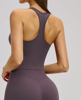 Débardeur de yoga sans couture personnalisé à dos nageur, extensible, coupe ajustée, court, sans manches, pour la gym, l'entraînement, le fitness et le sport