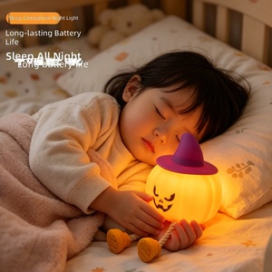 <span class=keywords><strong>Lampada</strong></span> Notturna a Forma di Zucca in Silicone, Piccola <span class=keywords><strong>Lampada</strong></span> da Comodino con Batteria Integrata e Controllo a Pulsante, Decorazione per Feste di Halloween - Product Image 2