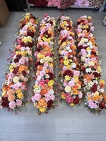 Fournitures de mariage : Composition florale artificielle moderne en soie de haute qualité, chemin de table rouge bordeaux avec roses et hortensias