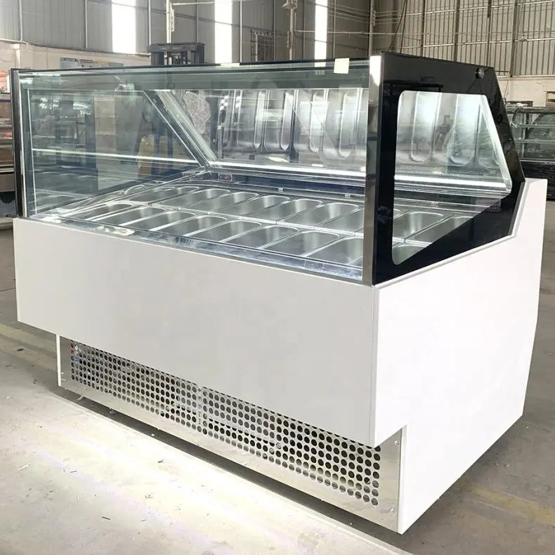 Gelato — glacière 12 casseroles pour vitrine, 10 l, dégelage automatique, vitrine, réfrigérateur